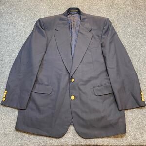 H. Freeman Son All Wool Mens Navy Blue Blazer Sport Coat Gold Metal Buttons Read